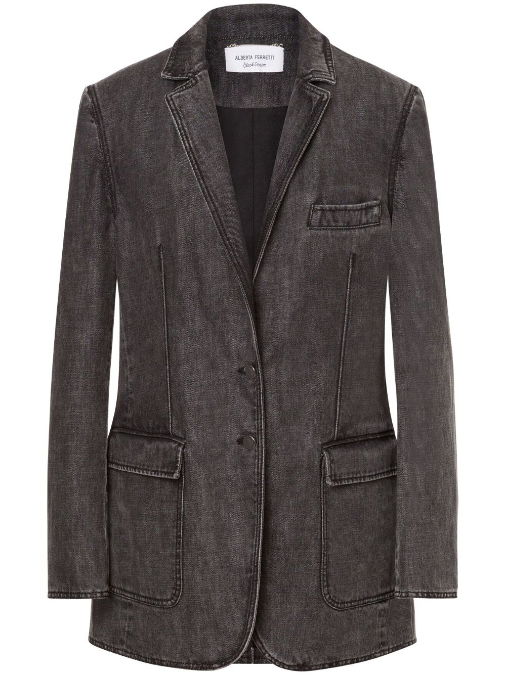 Alberta Ferretti Single-breasted Denim Blazer In 灰色