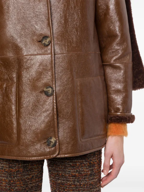 Alberta Ferretti シープスキン ロングコート | ブラウン | FARFETCH JP