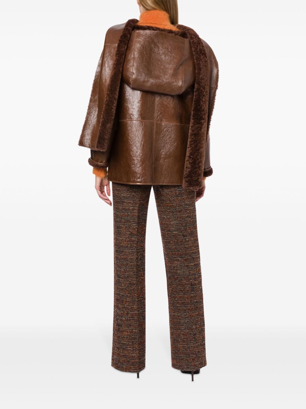 Shop Alberta Ferretti Sheepskin Long Coat In Brown