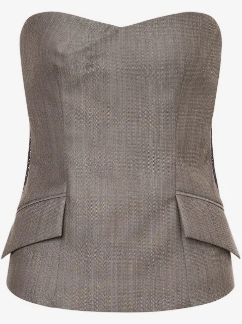 Alberta Ferretti wool tweed bustier top