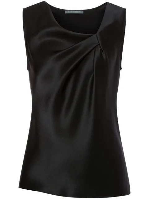 Alberta Ferretti sleeveless gathered satin blouse