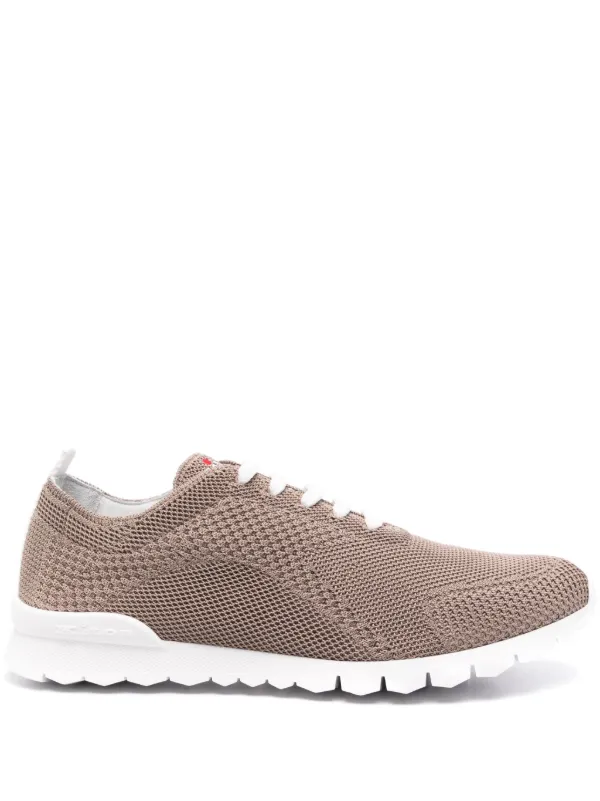Kiton Logo-embroidered Knitted Sneakers in Brown