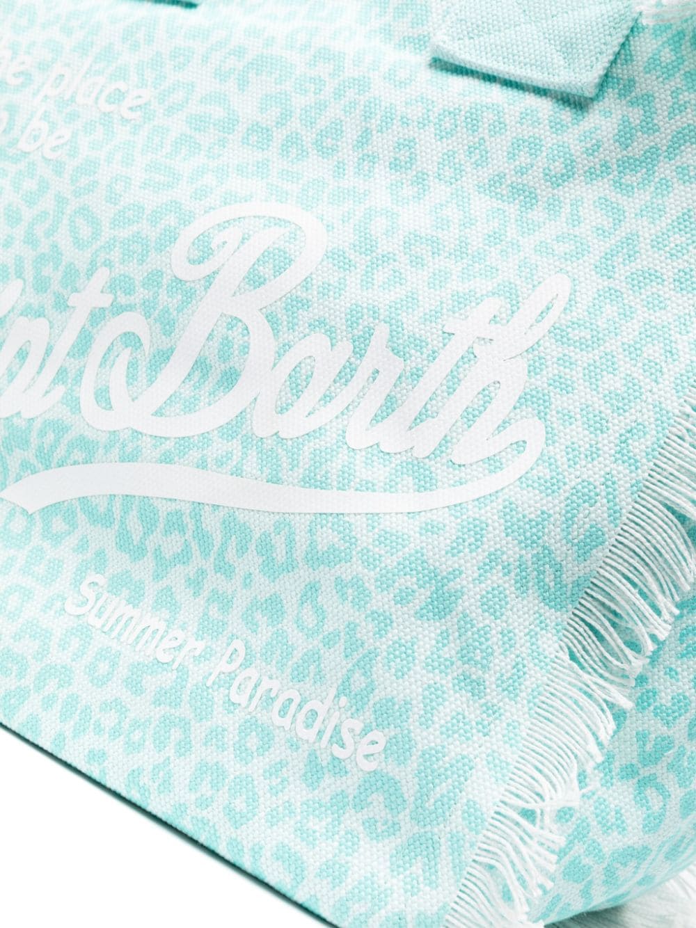 Shop Mc2 Saint Barth Vanity Leopard-print Cotton Beach Bag In Blue