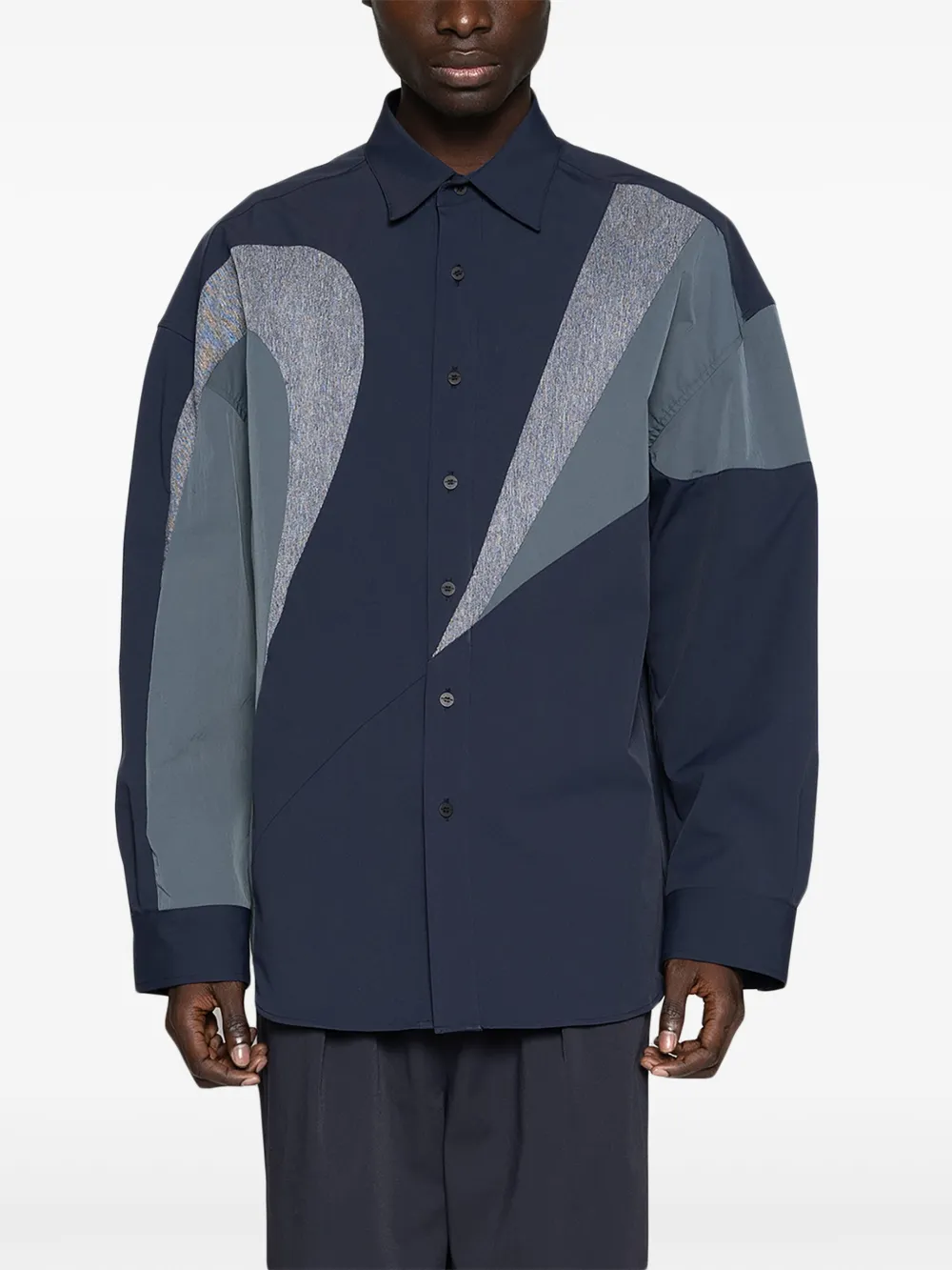 Yoshiokubo Ellipse Abstract-pattern Shirt In Blue