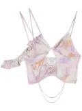 Collina Strada Lily watercolour-print cropped top - Purple