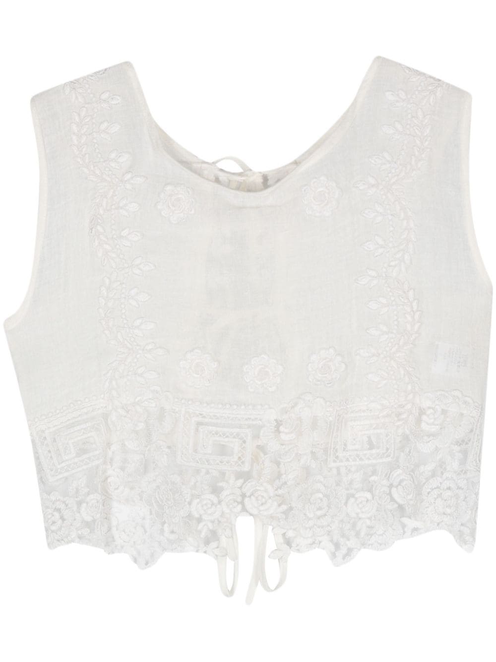 Maurizio Mykonos Corded-lace Cropped Blouse In White