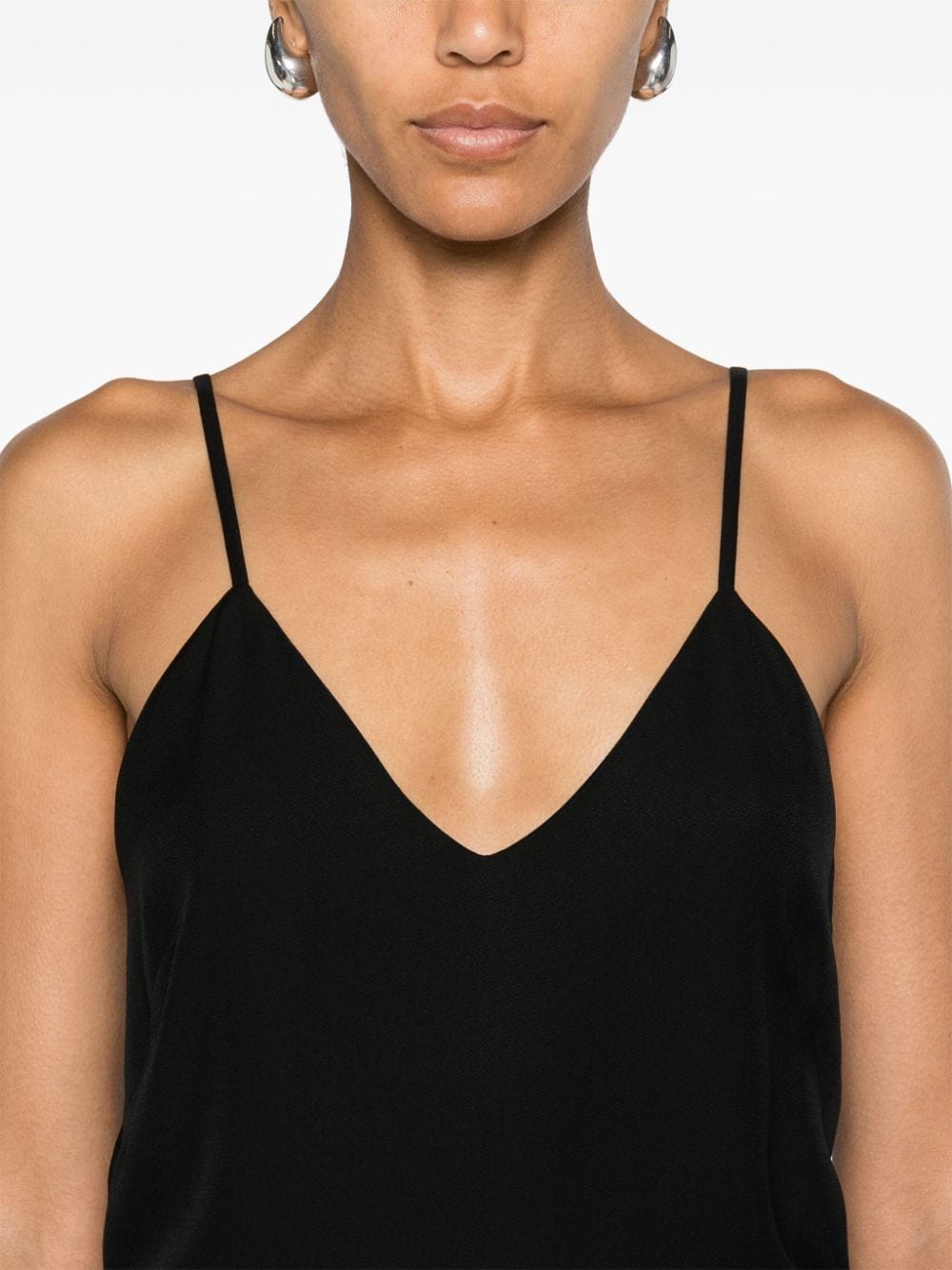 Shop Totême Crepe V-neck Tank Top In Black