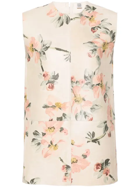 TOTEME Vada floral-print leather top
