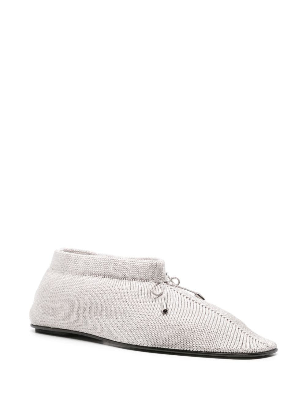 Shop Totême Bow-detail Knitted Ballerina Shoes In Grey