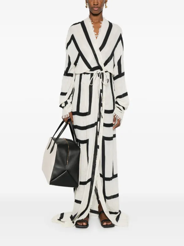 TOTEME geometric-print Wrap Dress Neutrals FARFETCH EG