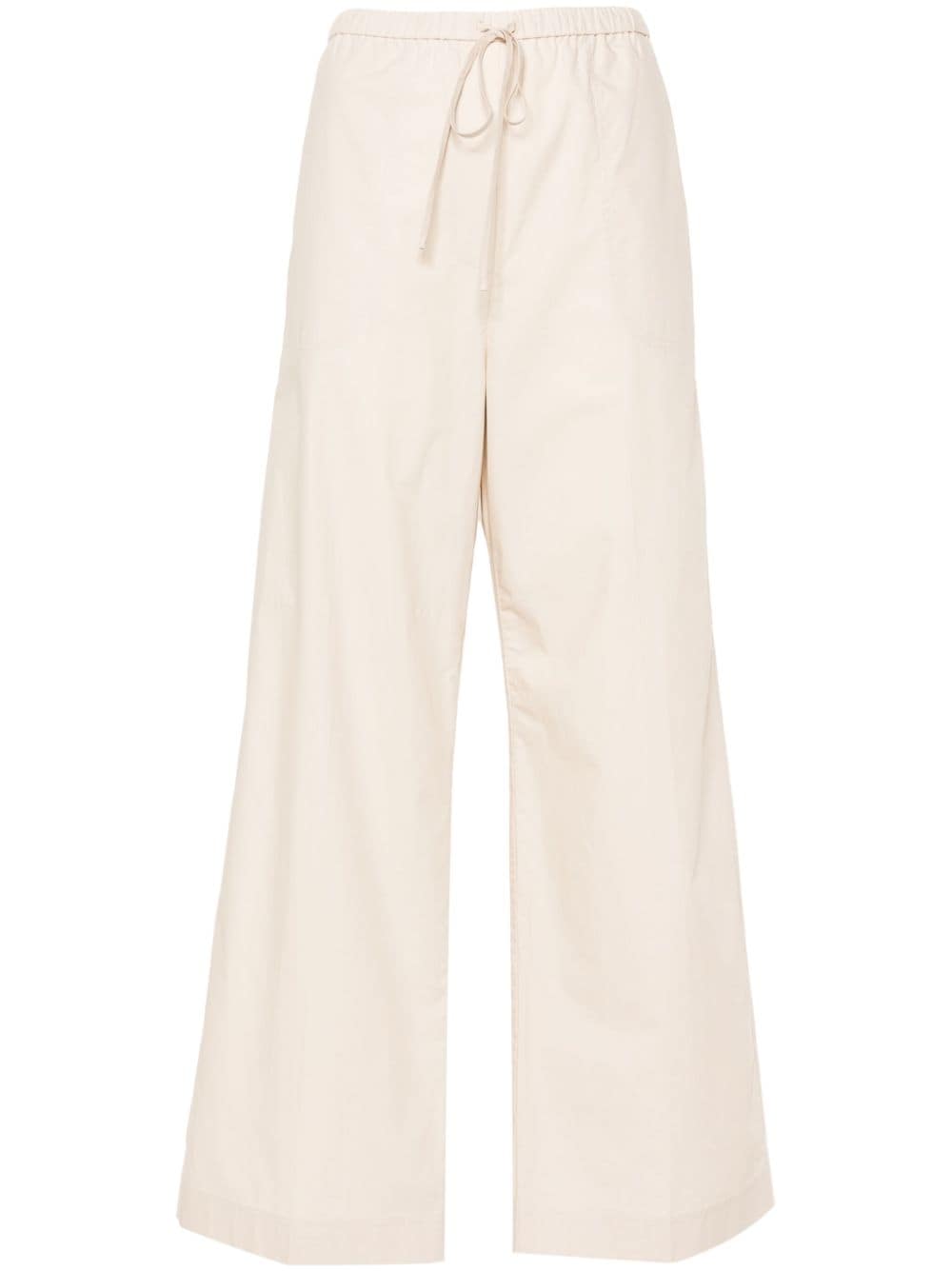 TOTEME straight-leg drawstring cotton trousers Beige