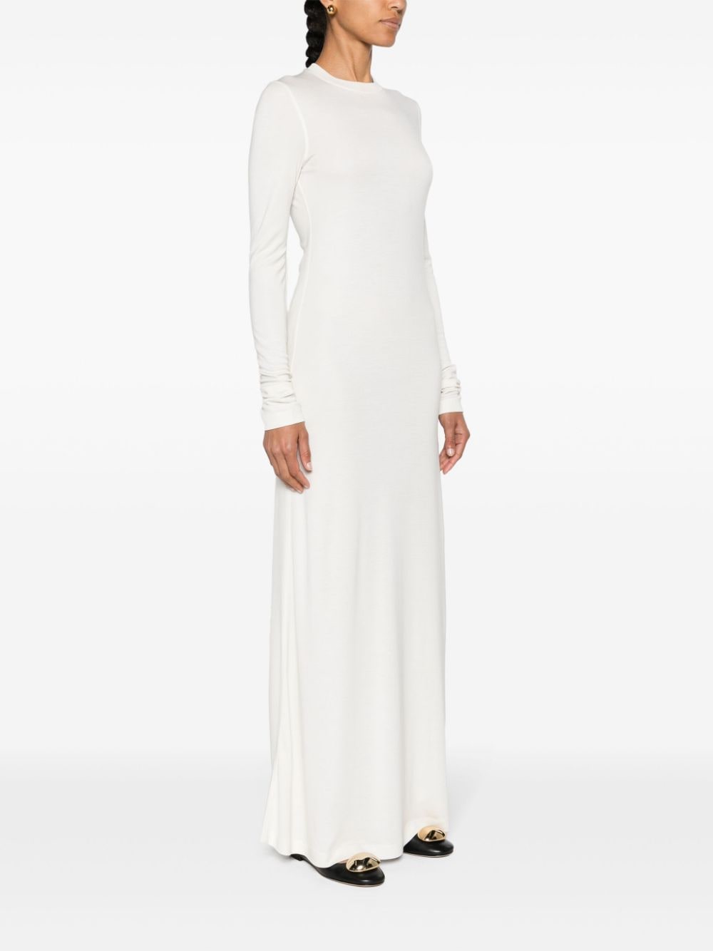Shop Totême Long-sleeve Jersey Maxi Dress In White