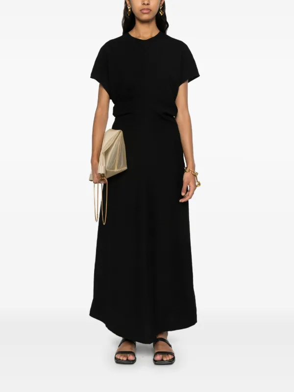 TOTEME slouch-waist Plissé Midi Dress | Black | FARFETCH