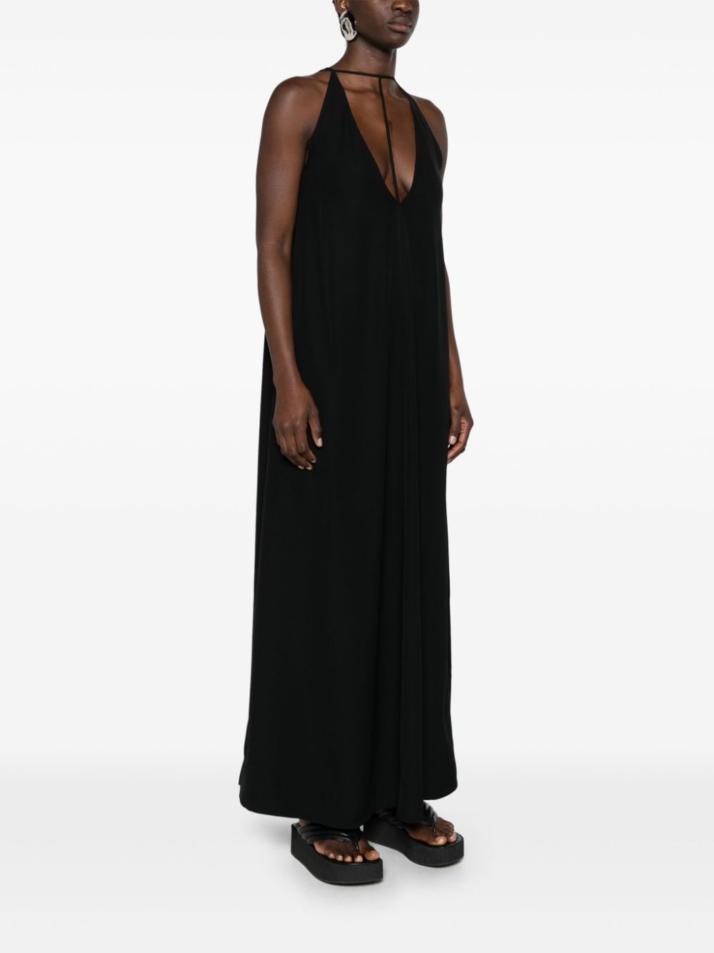 Shop Totême Kyro Crepe Maxi Dress In Black