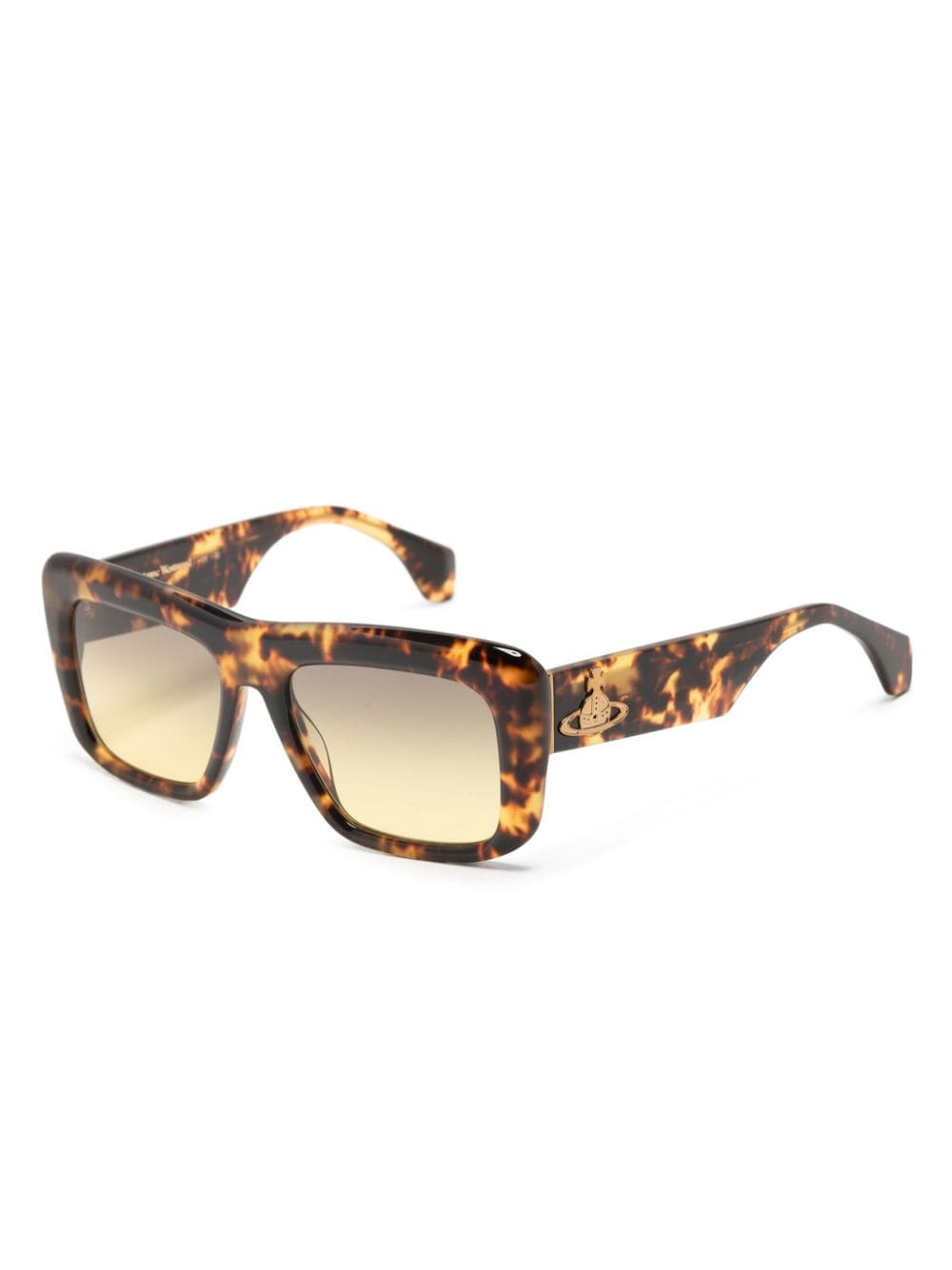 Vivienne Westwood Laurent tortoiseshell rectangle-frame sunglasses - Geel