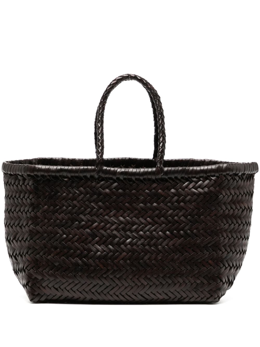 interwoven-design leather tote bag