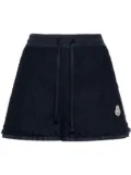 Moncler logo-patch tweed shorts - Blue