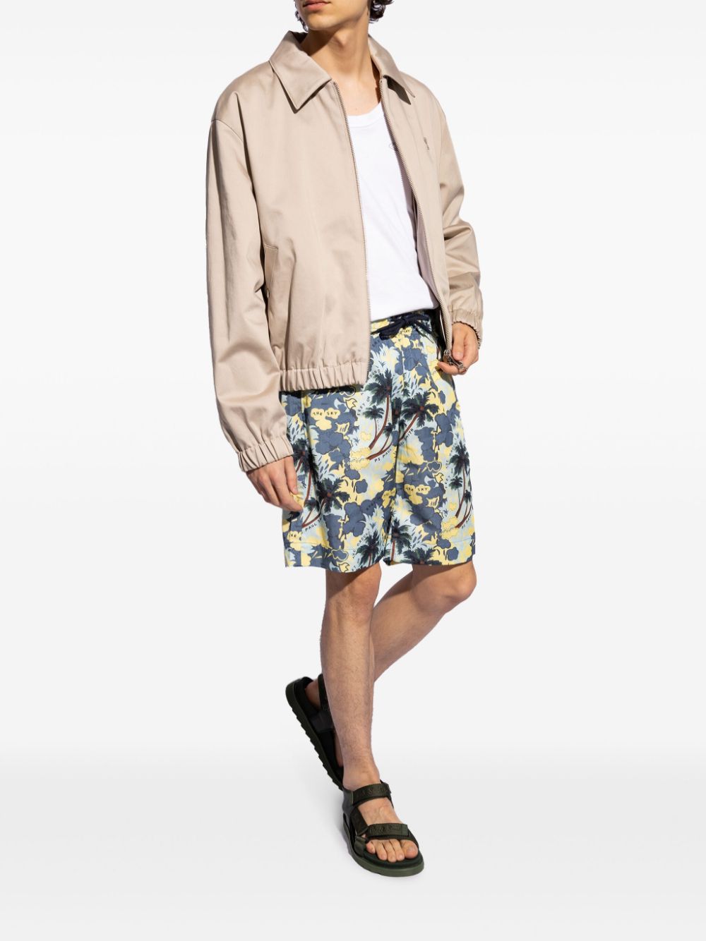 Shop Ps By Paul Smith Graphic-print Elasticated-waist Shorts In Blue