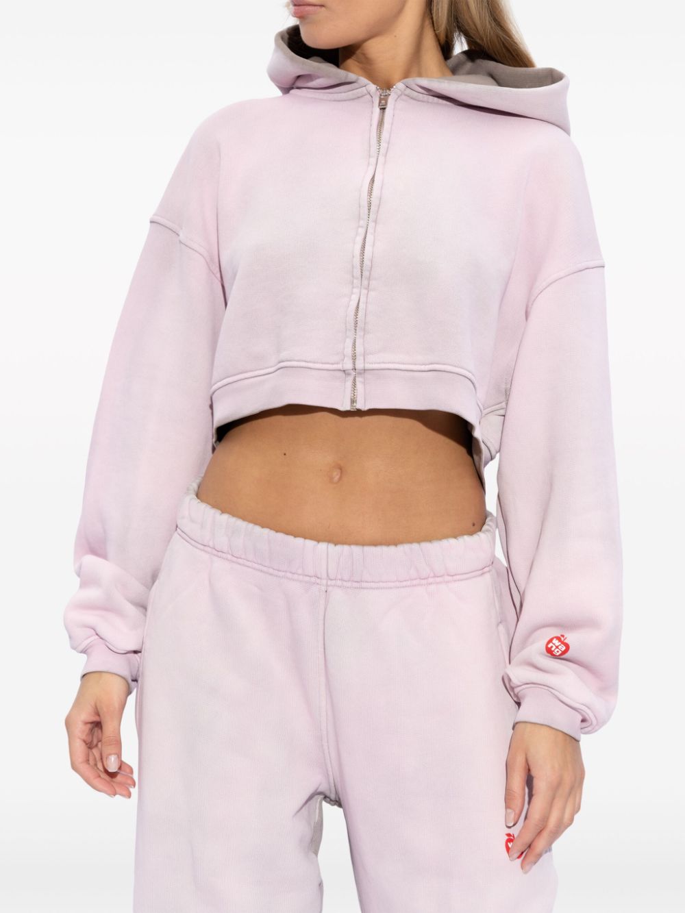 Shop Alexander Wang Zip-up Cropped Hoodie In Pink