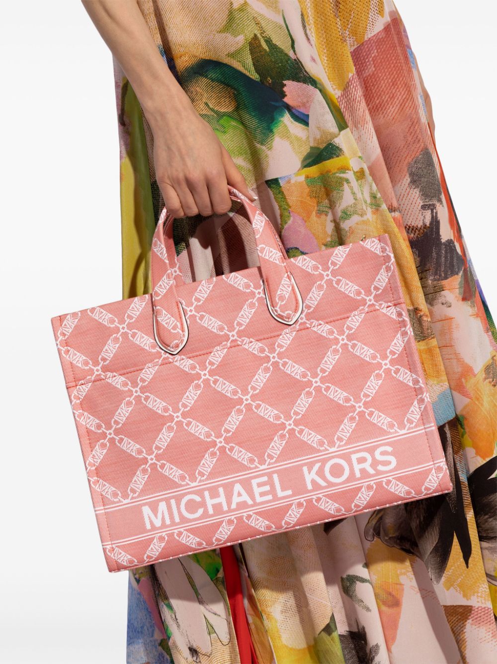Shop Michael Michael Kors Gigi Cotton Tote Bag In Pink