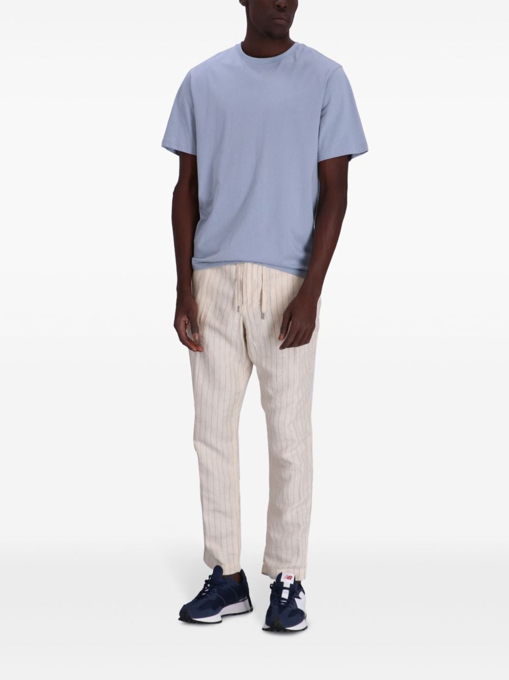 Shop Polo Ralph Lauren Pinstriped Tapered Trousers In Neutrals