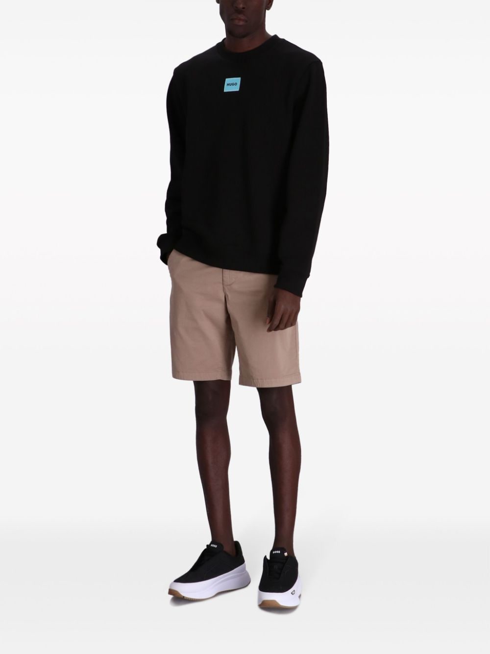 Shop Hugo Logo-appliquéd Cotton Sweatshirt In Black