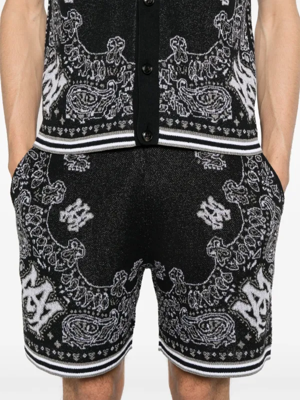 AMIRI bandana-jacquard Knitted Shorts | Black | FARFETCH