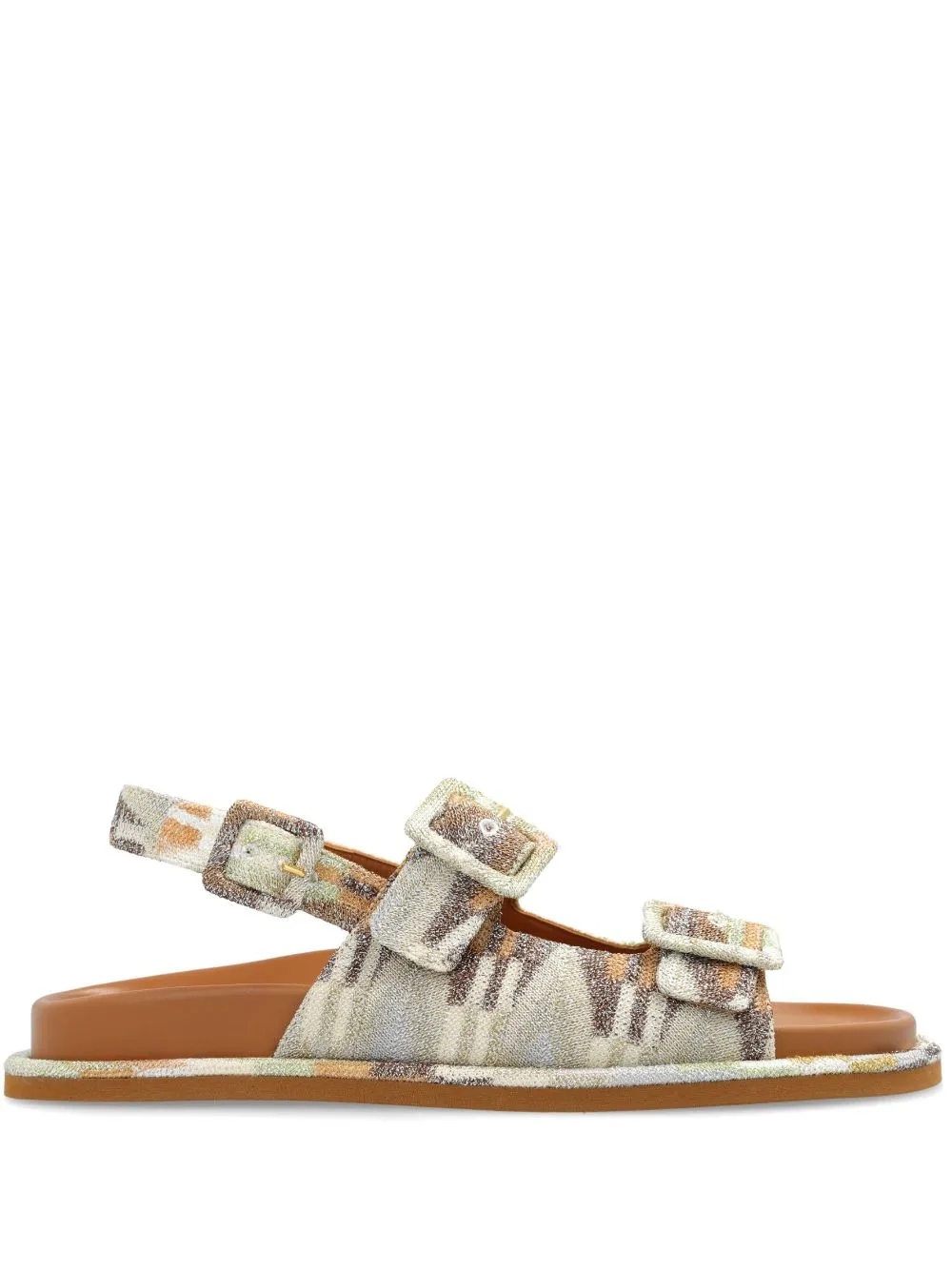 Missoni Open Toe Leather Sandals In Neutrals
