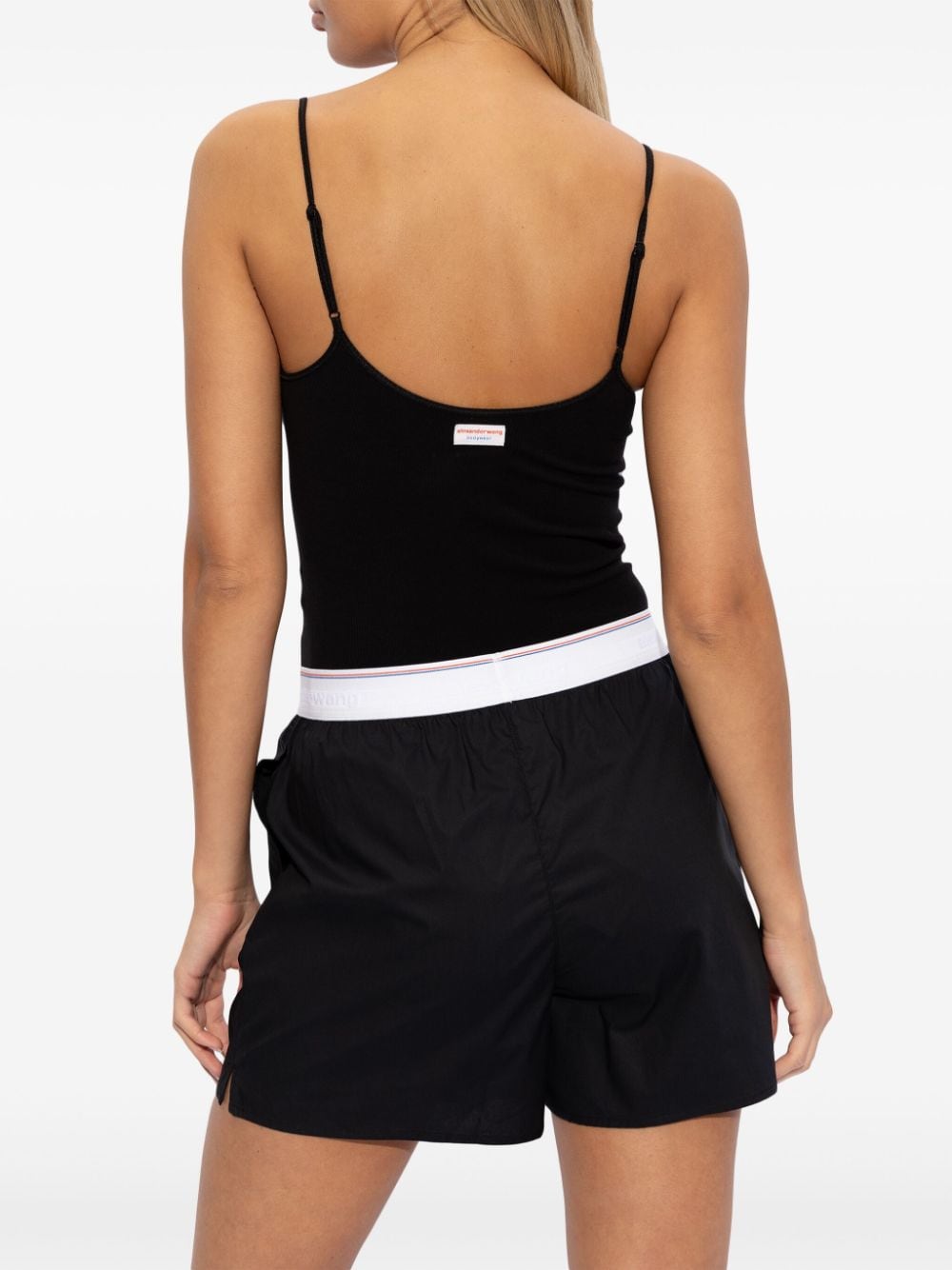 Shop Alexander Wang Logo-waistband Cotton Shorts In Black