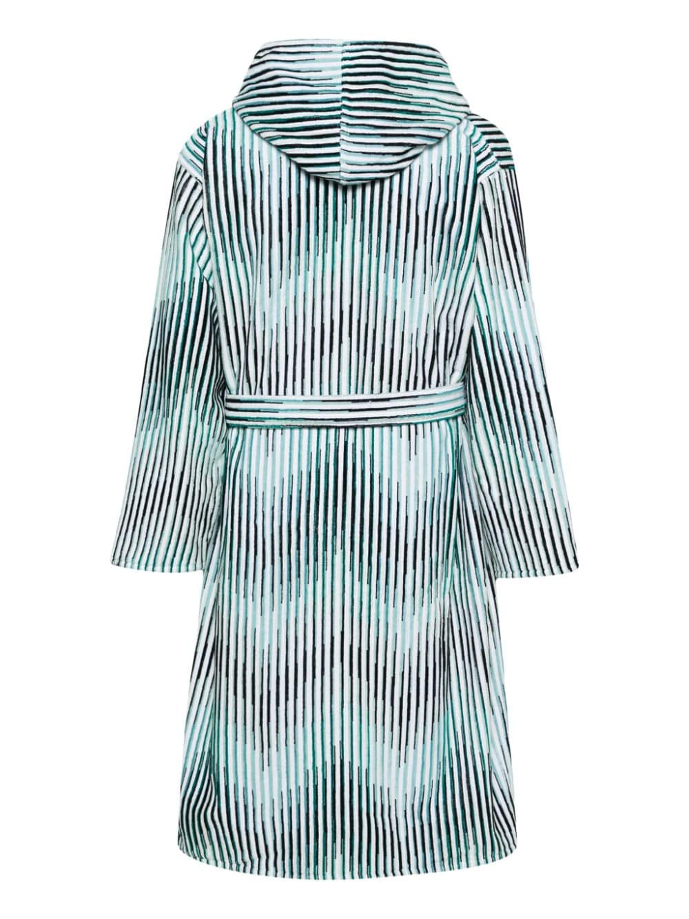 Missoni Home striped ribbed bath robe - Blauw