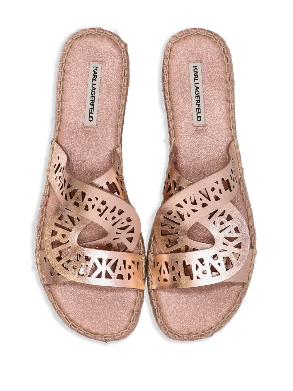 Shop Karl Lagerfeld Souk Interlok Loop Espadrille Slides In Pink