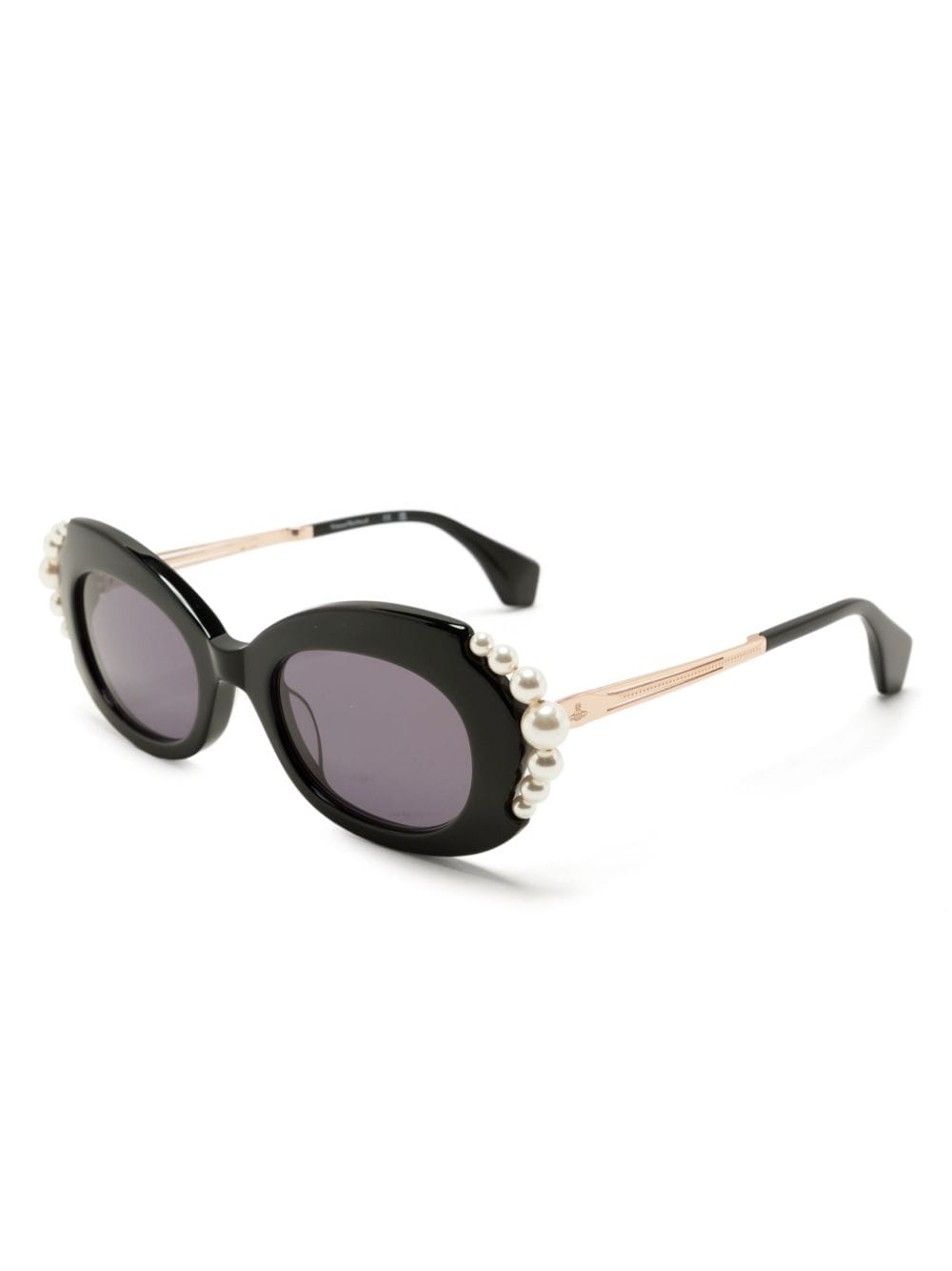 Vivienne Westwood pearl-detailing oval-frame sunglasses - Zwart