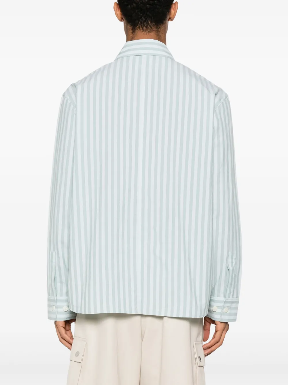 Shop Maison Kitsuné Striped Cotton Shirt In Blue