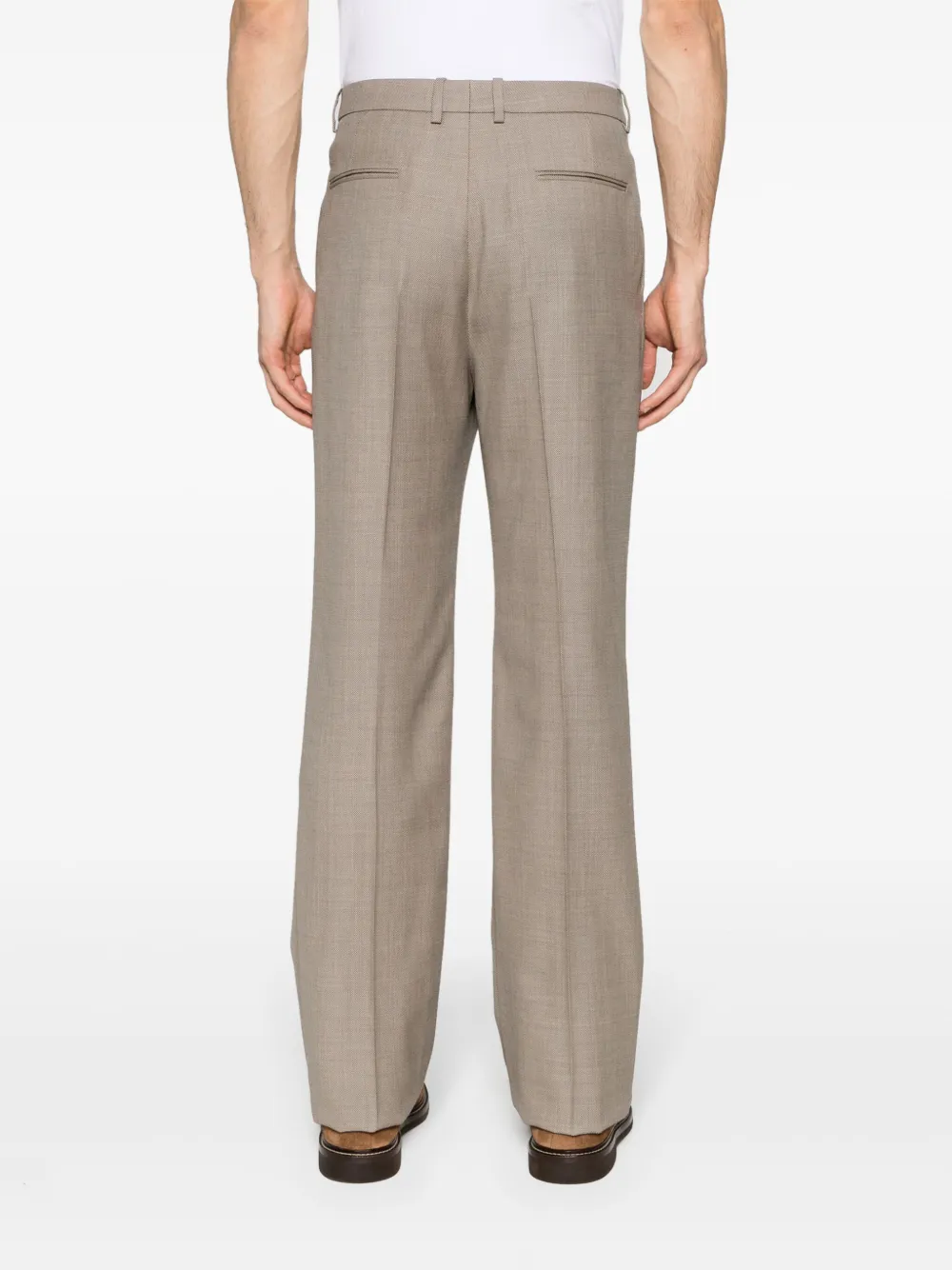 Shop Saint Laurent Pleated Wool Tailored Trousers In Neutrals