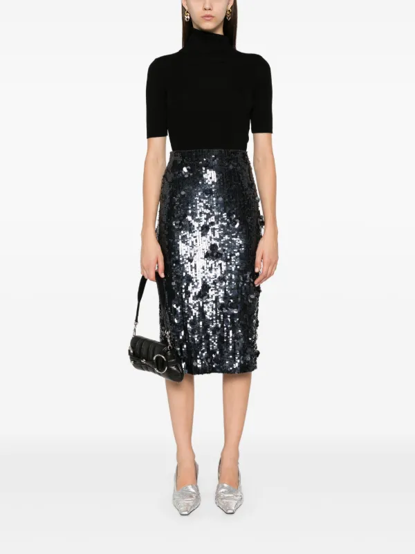 ワンピース PAROSH Women Mid Skirts PAFFUTO D430372012 Blue P.A.R.O.S.H. Sequined Midi Skirt | Blue | FARFETCH