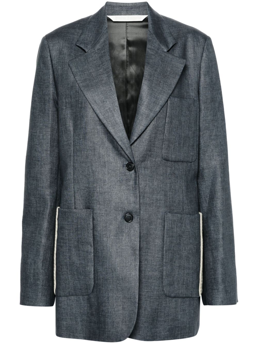 Palm Angels Single-breasted Linen Blazer In Gray