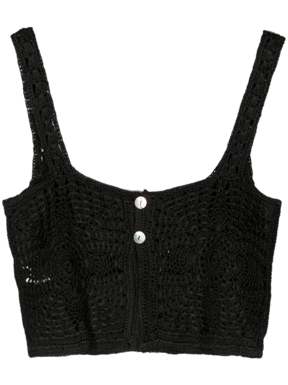 Forte Forte Crochet-knit Cropped Tank Top In Black