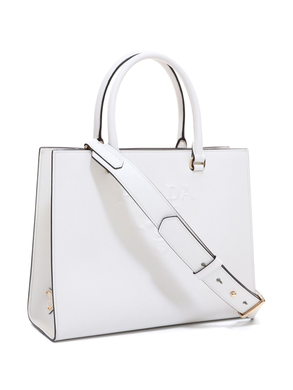Pre-owned Prada Large Saffiano Leather Tote Bag In White