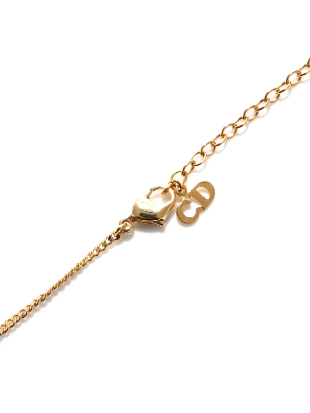 Pre-owned Dior Rhinestone-embellished Pendant Necklace In Gold