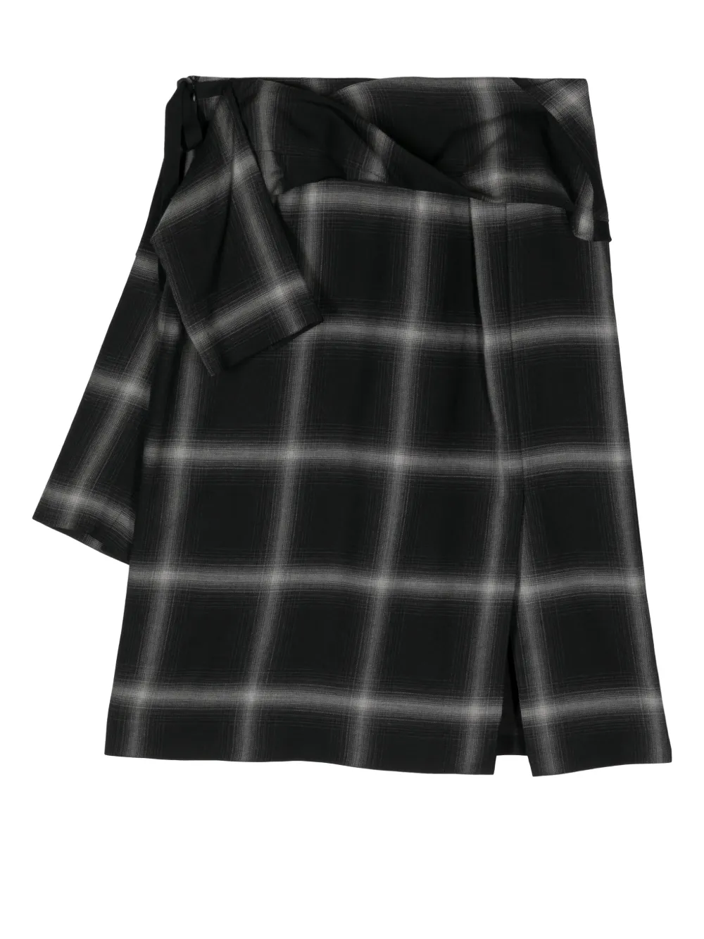 Marina Yee Birkin Plaid Wool Skirt In Gray