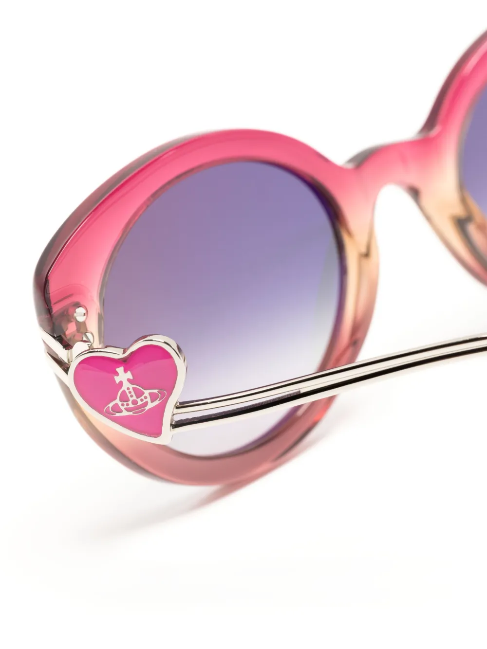 Shop Vivienne Westwood Heart-detail Oval-frame Sunglasses In Pink