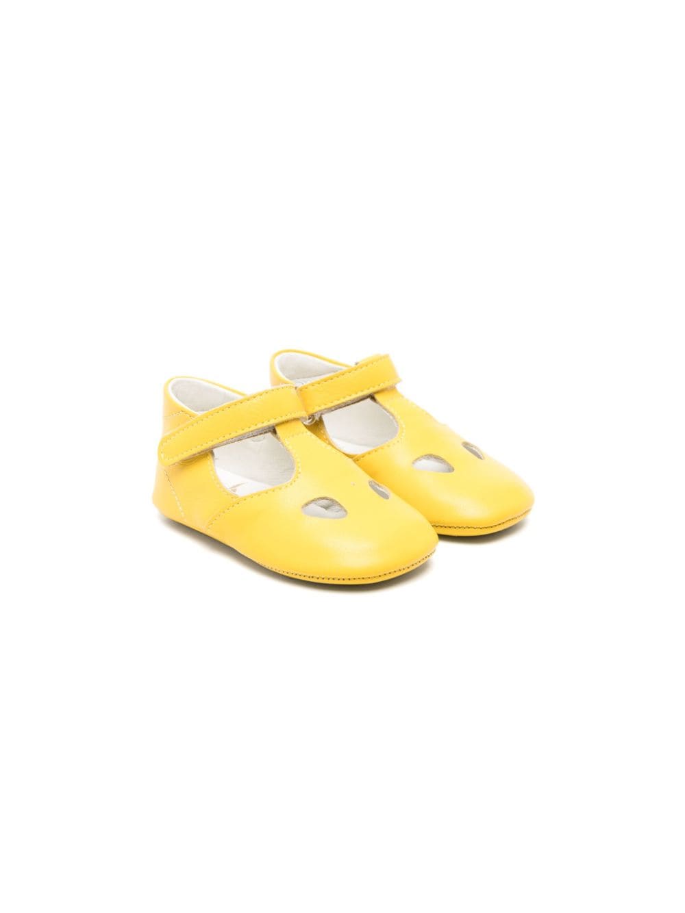 Gallucci Babies' 镂空皮质学步鞋 In Yellow