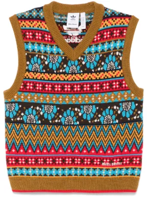 Adidas x Wales Bonner Argyle Knitted Vest | Green | FARFETCH CA