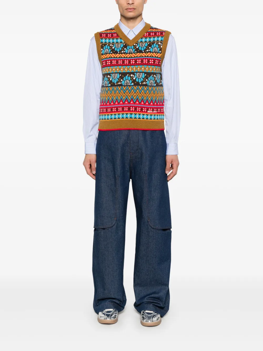 adidas x Wales Bonner intarsia gebreide top Bruin