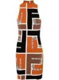 FENDI colour-block high-neck minidress - Orange