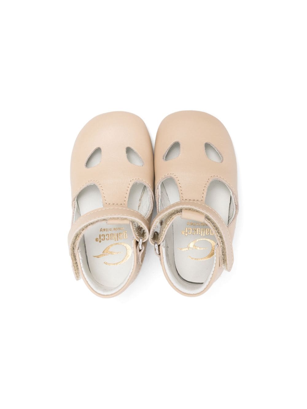 Shop Gallucci Cut-out Leather Pre-walkers In Neutrals