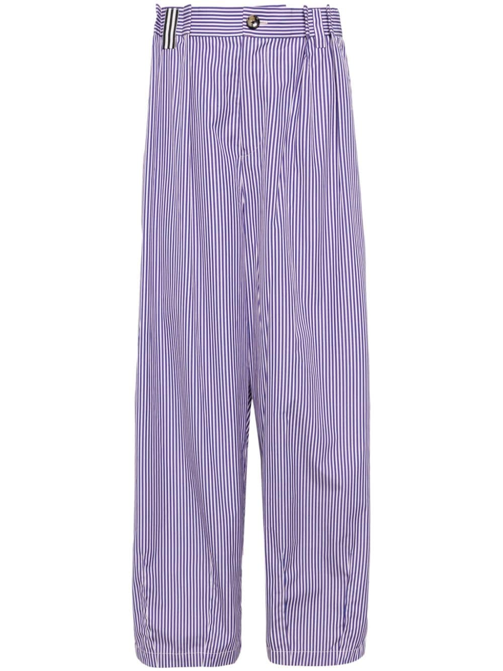 Shop Marina Yee Jim Striped Trousers In 蓝色