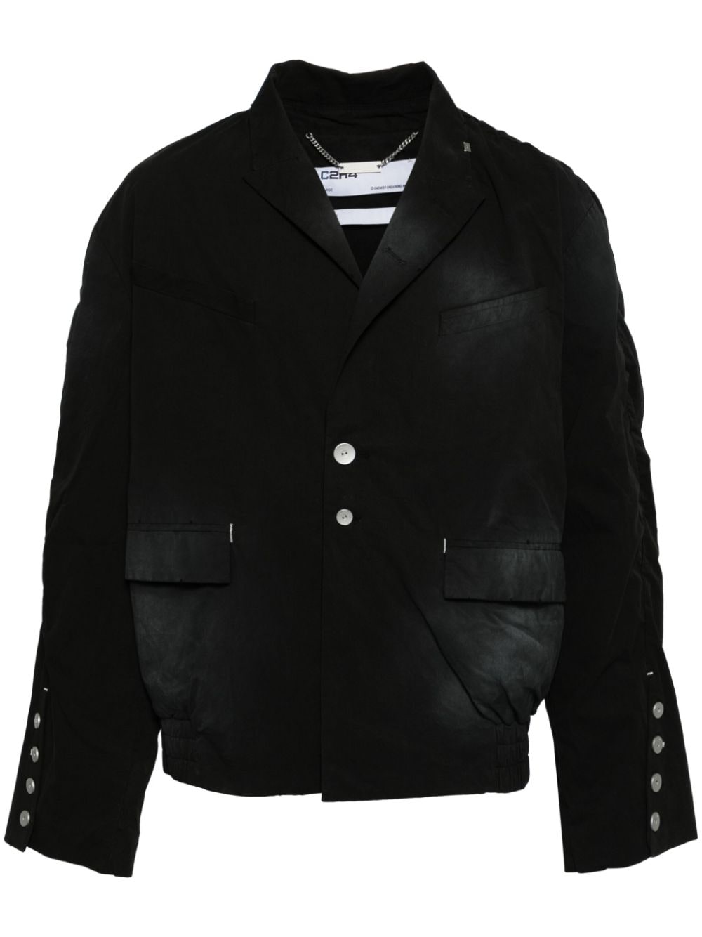 C2h4 Faded-effect Cotton Blazer In Black