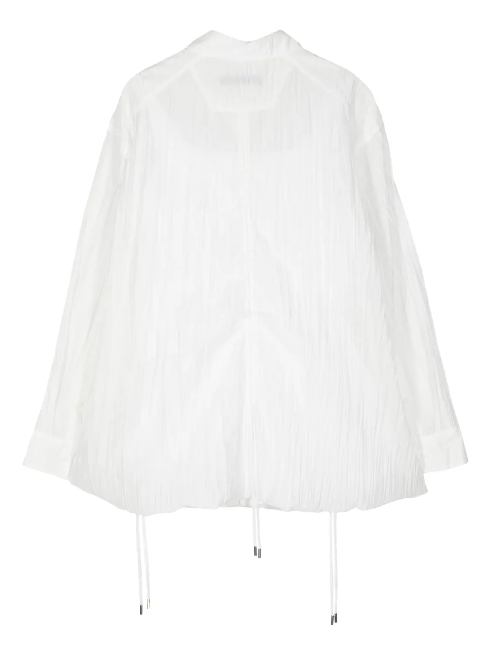 Shop Juunj Plissé Cotton Shirt In White