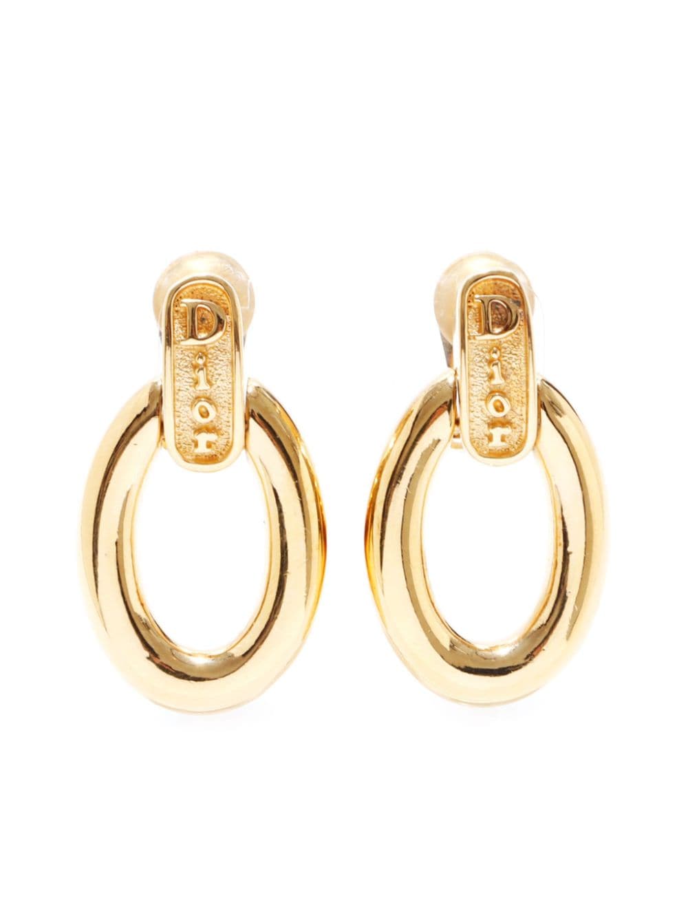 Pre-owned Dior Gold Plated Clip-on Drop Earrings